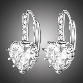 Náušnice Swarovski Elements Elizabeth - srdíčko, Bílá/čirá