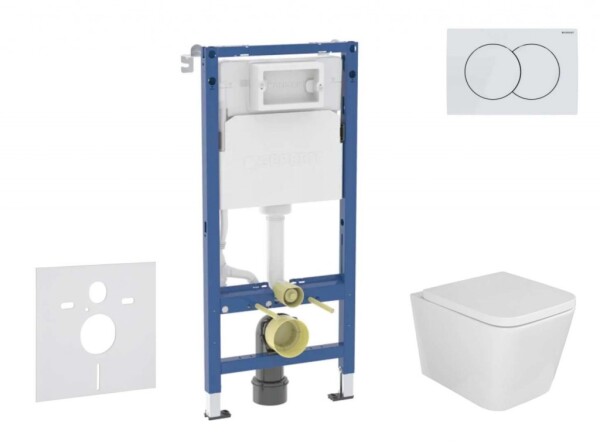 GEBERIT - Duofix Set předstěnové instalace, klozetu Arkas I a sedátka softclose, tlačítko Delta01, alpská bílá SANI11CA3157B
