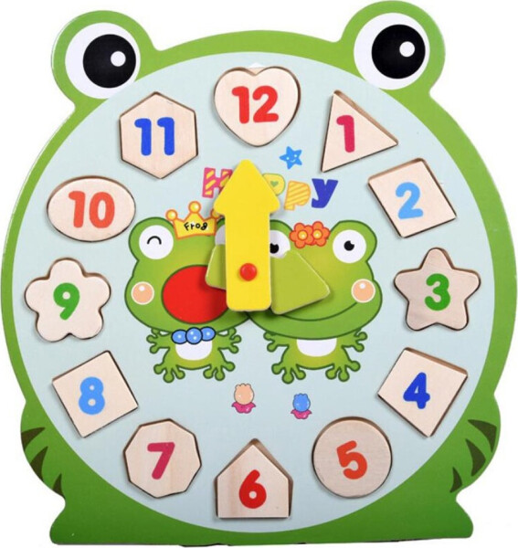 Skládačka hodiny dřevěná žabka