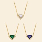 Ocelový náhrdelník Josiane - perleť a zirkony, Zlatá 39 cm + 7 cm (prodloužení)