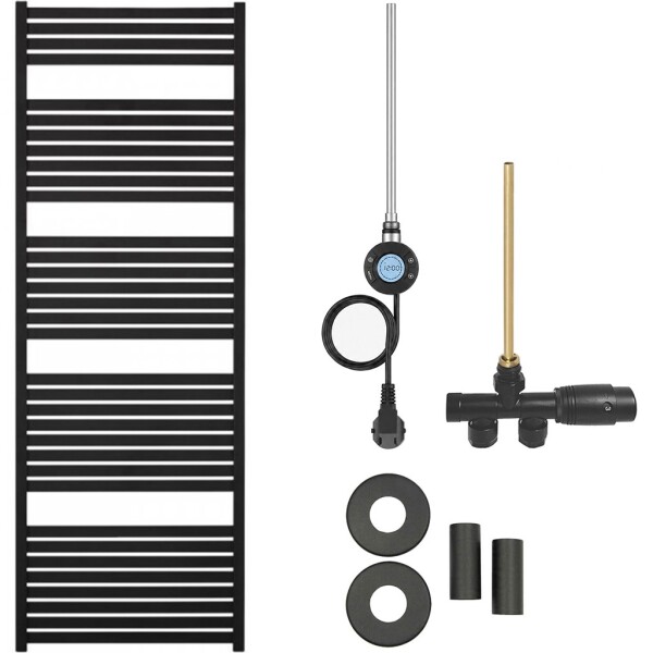 CERANO Koupelnový radiátorový set Vincenzo - kombinované vytápění, wifi tyč - boční jednobodové připojení - 600W - černá matná - 1690x600 mm