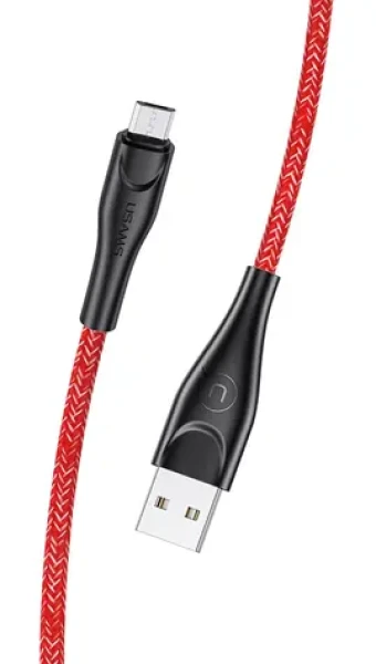 USAMS SJ399 U41 Braided Datový Kabel microUSB 3m červená (6958444983639)