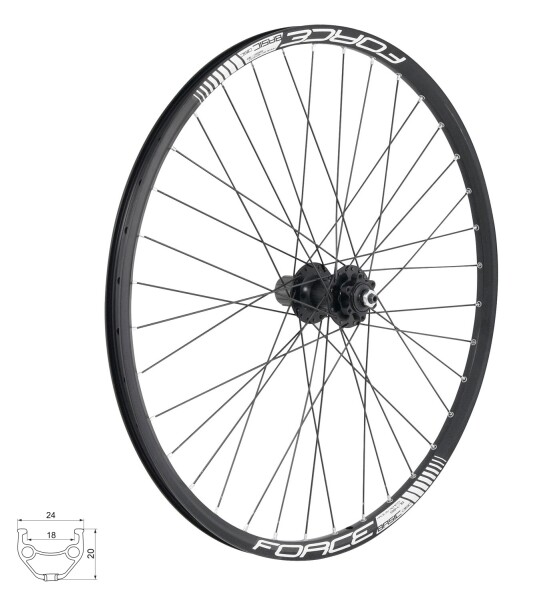 Zapletené kolo zadní FORCE BASIC DISC 584x19 32d, s nábojem