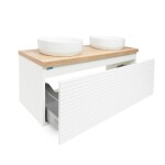 Koupelnová skříňka pod umyvadlo Naturel Savona 118x43x44,8 cm bílá lesk, deska dub halifax SAVONA120BIDDH SAVONA120BIDDH