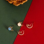 Vánoční stříbrné náušnice Rudolph - stříbro 925/1000, Opál