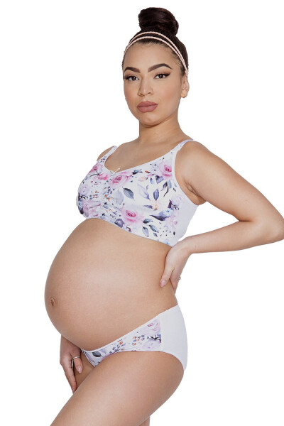 Dámská podprsenka kojící top Easy Bra MAMA basic bílá s květy - Mitex bílá s květinovým vzorem XS