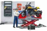 Bruder 62102 BWORLD Motodílna s figurkou mechanika a motorkou