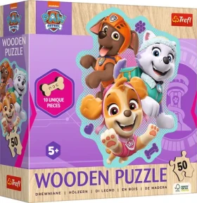 TREFL Dřevěné obrysové puzzle Tlapková patrola: Veselá štěňata