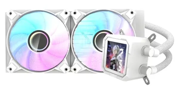 DarkFlash DV240S bílá / AiO chladič CPU / 2x 120 mm / ARGB podsvícení / 800-1800 RPM / 30 dB / Intel + AMD (DV240S WHITE)