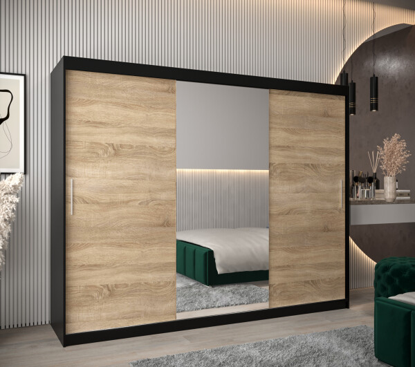 Šatní skříň Abi T1 Barva korpusu: Černá, Rozměry: 250 cm, Dveře: Dub sonoma