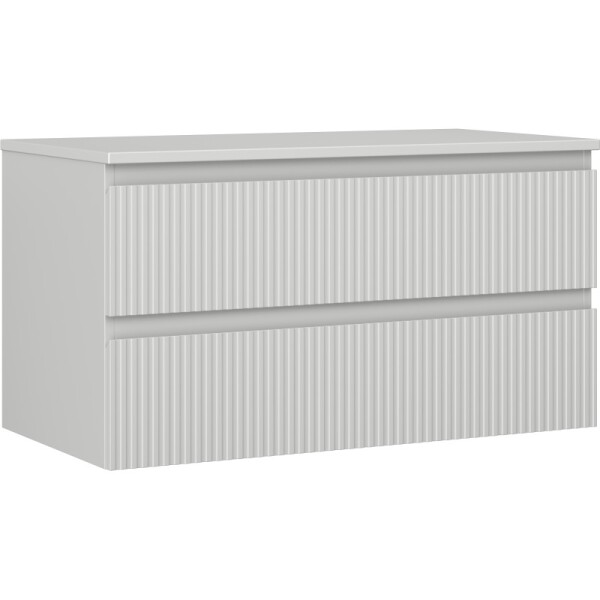MEXEN/S - Rivel koupelnová skříňka pod umyvadlo 90 cm s deskou, 2 zásuvky, reliéf , šedá mat 91A20-09047-2-BFFC62