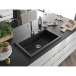 MEXEN - Elix granitový dřez 1-miska 800 x 500 mm, černá, sifon chrom 6527801005-77