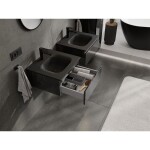 MEXEN/S - Orio koupelnová skříňka 50 cm s umyvadlem Vela, 1 šuplík, černá lesk/černá mat 91A10-05023-1-BF70-W23M71