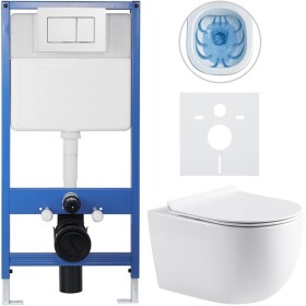 CERANO Kompletní WC set Profi/Felci - bílá lesklá - WC tlačítko Classic/Bílá - předstěnová instalace - 52,5x36 cm