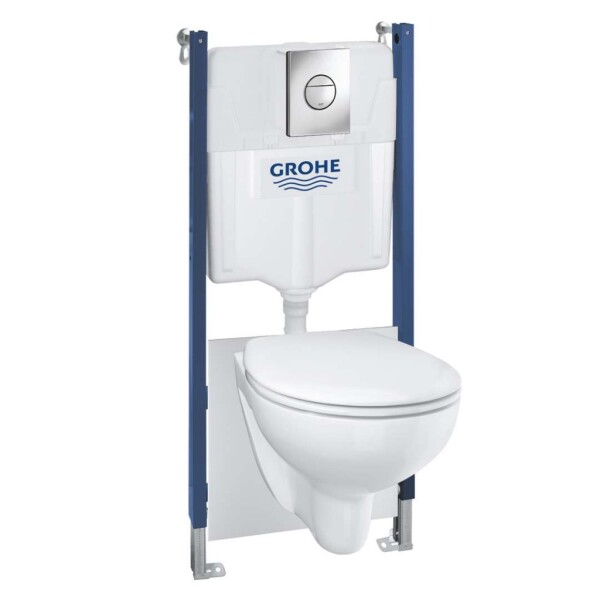 GROHE - Solido Sada pro závěsné WC + klozet a sedátko softclose Bau Ceramic, rimless, tlačítko Sail, chrom 39415000