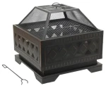 CATTARA Ohniště SQUARE copper patina s poklopem / 63,5 × 63,5 × 62 cm / rošt 58 × 58 cm / ocel (13009)