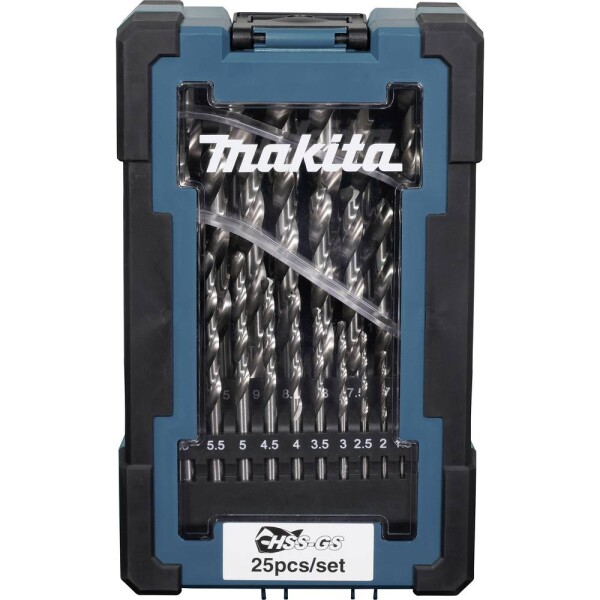 Makita D-78368 sada spirálových vrtáku do kovu 1 mm, 1.5 mm, 2 mm, 2.5 mm, 3 mm, 3.5 mm, 4 mm, 4.5 mm, 5 mm, 5.5 mm, 6 mm, 6.5 mm, 7 mm, 7.5 mm, 8 mm, 8.5 mm,