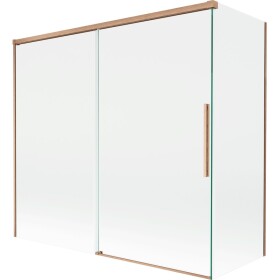 MEXEN/S - Rox vanová zástěna 2-křídlová posuvná 170 + 75 x 150, transparent, měď kartáčovaná 8C9-170-075-65-00