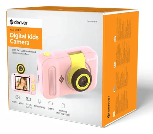 Denver KCA-1351RO / Digitální fotoaparát pro děti / Výklopný objektiv na selfie / USB-C / Micro SD (dkca1351ro)