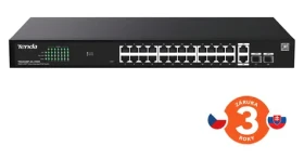Tenda TEG2228P-24-410W / Switch / 24x Gigabit PoE+ / 2x SFP / 370W PoE budget / Rack / L2 Cloud management (75012022)
