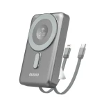 Dudao K29 10000mAh šedá / Powerbanka / MagSafe s pouzdrem,stojánkem a vestavěnými kabely USB-C / Lightning / 20W (188193)