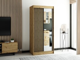 Šatní skříň Abi Lamelo 2 Barva korpusu: Dub artisan, Rozměry: 100 cm