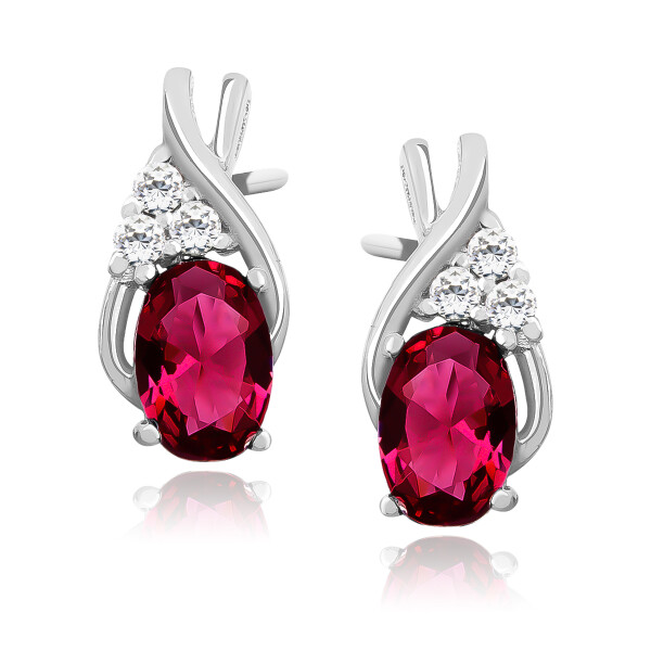 LUNICA Stříbrné náušnice RUBY 0270