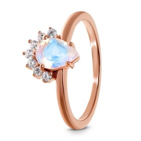 Elenys prsten Diadém s drahokamem moonstonem 14k růžové zlato Vermeil Velikost: 8 (EU: 57-58)