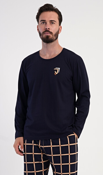 Pánské pyžamo dlouhé Alfréd tmavě modrá XXL