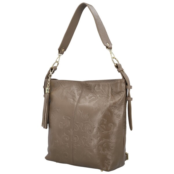 Módní dámská kožená kabelka na rameno Selin, taupe