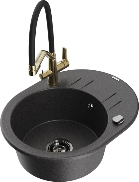 MEXEN/S - Kevin granitový dřez 1-miska včetně baterie Duo, černá kropenatá 6517-76-671701-57-B