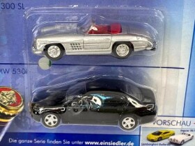 Mercedes 300 SL + BMW 530i - pivní sada Einsiedler 1:87 H0 (E5-x)