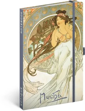NOTIQUE Notes Alfons Mucha – Hudba, linkovaný, 13 x 21 cm (A-34387)
