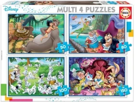 EDUCA Puzzle Disney pohádky 4v1 (50 80 100 150 dílků)