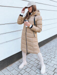 Dámská prošívaná zimní bunda s kapucí MENSI tmavě béžová FashionStreet TY3970 XL
