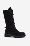 Semišové kotníkové boty se šněrováním do půli lýtka Zazoo 3103 Černé 39