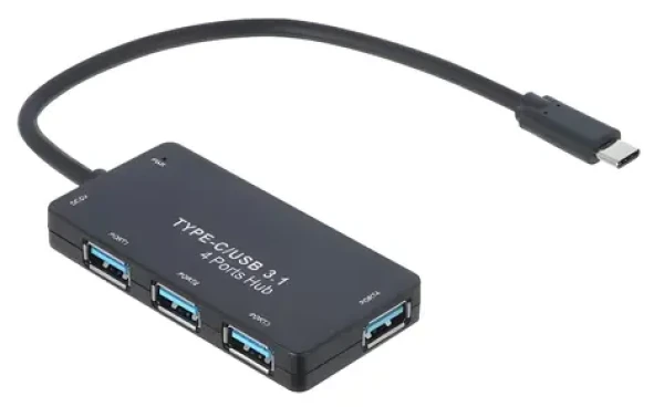 Akyga USB-C hub / Rozbočovač USB / 4 porty / USB 3.1 / kabel 20 cm (AK-AD-52)