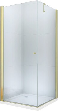 MEXEN/S - Pretoria sprchový kout křídlový 80x100, sklo transparent, zlatá + vanička 852-080-100-50-00-4010