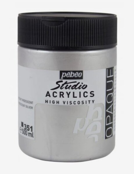 Akrylová barva Pébéo Studio Acrylic 500 ml - irizující stříbrná 351