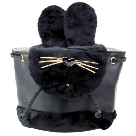 Mamido Dětský batoh s plyšovýma ušima 22cm 4L černý