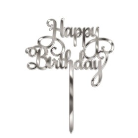 Dortisimo Zápich do dortu Happy Birthday 2 stříbrný (1 ks)