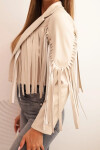 Dámská bunda z eko kůže s třásněmi v boho stylu béžová UNI