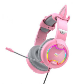 Havit GAMENOTE H2233d RGB růžová / herní sluchátka s mikrofonem / 2.2 m / 3.5mm Jack + USB (H2233d-pink)