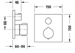 DURAVIT - C.1 Vanová termostatická baterie pod omítku, pro 2 spotřebiče, chrom C15200017010