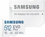 SAMSUNG EVO Plus Micro SDXC 512GB + SD adaptér / U3 / V30 / A2 / Čtení: 130MBps (MB-MC512KA/EU)