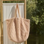 Ib Laursen Prošívaná bavlněná taška Mustard/Light pink thin stripes, oranžová barva, textil