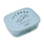LIEWOOD Svačinový box Arthur tritan Race cars / Beach blue 850 ml, modrá barva