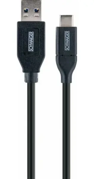 Schwaiger USB-A - USB-C kabel černá / Datový kabel / USB 3.2 Gen 2 / 5 Gbit/s / 0,15 m (LK050C533)