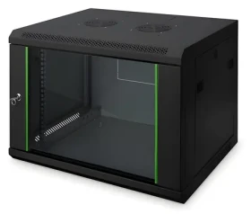 Digitus Dynamic černá / Nástěnný rozvaděč 19" / 12U / 600×450 mm / skleněné dveře / IP20 (DN-19 12-U-EC-SW)