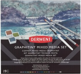 Derwent, 2305949, Graphitint Mixed Media, sada barevných grafitových tužek a akvarelů se štětcem, 19 ks